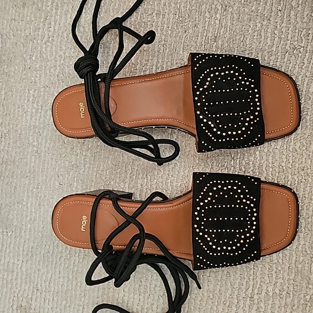 Maje Studded lace up sandals